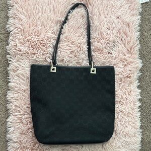 Vintage Gucci Black Tote Bag with Subtle Monogram